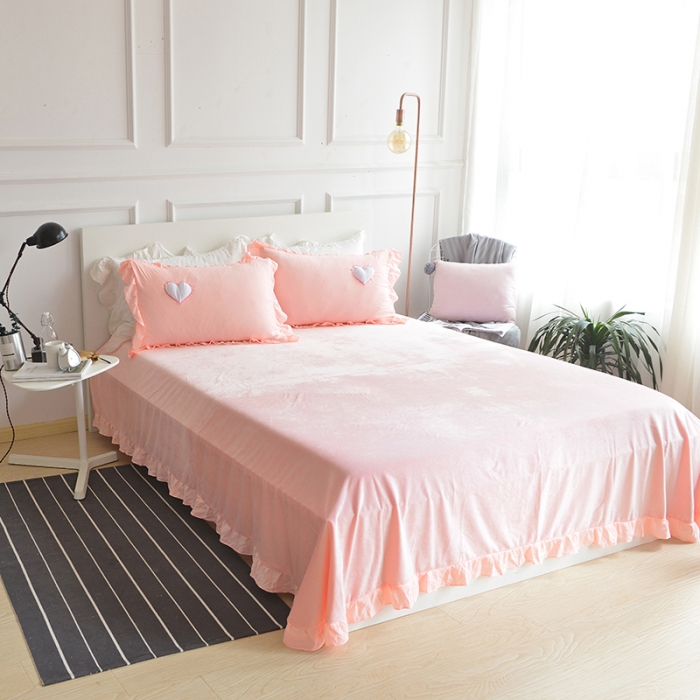 91家纺网 家纺一手货源 找家纺 （总）艾米家居 韩版公主风水洗棉+水晶绒立体绣四件套