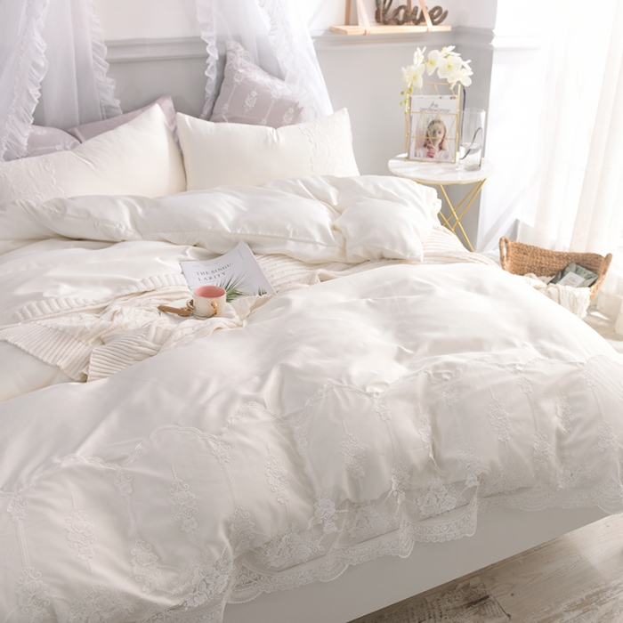 91家纺网 家纺一手货源 找家纺 艾米家居 水洗真丝四件套纯真系列 奶白色