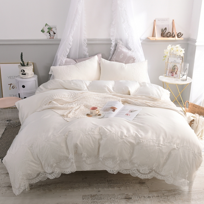 91家纺网 家纺一手货源 找家纺 艾米家居 水洗真丝四件套纯真系列 奶白色