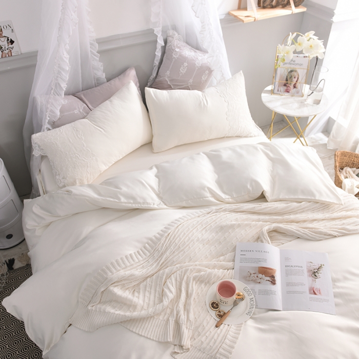 91家纺网 家纺一手货源 找家纺 艾米家居 水洗真丝四件套纯真系列 奶白色