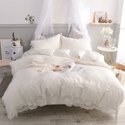 91家纺网 家纺一手货源 找家纺 艾米家居 水洗真丝四件套纯真系列 奶白色