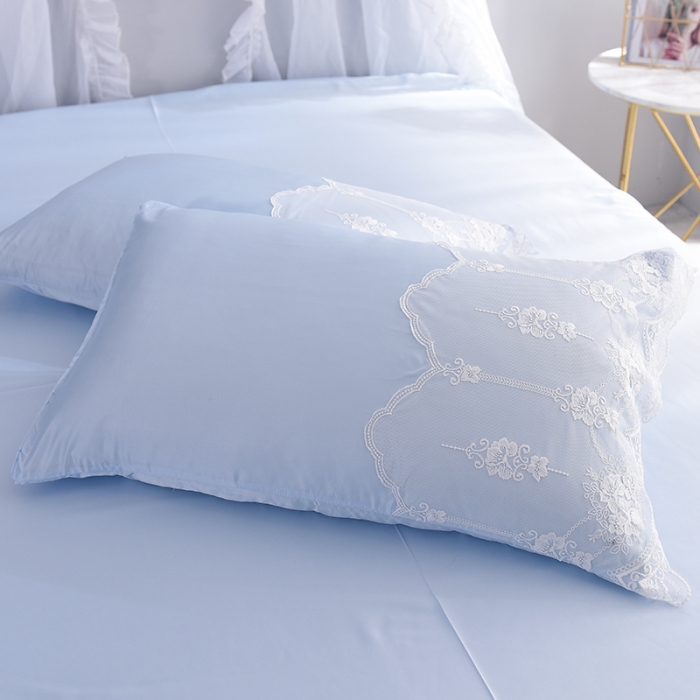 91家纺网 家纺一手货源 找家纺 艾米家居 水洗真丝四件套纯真系列 浅蓝色