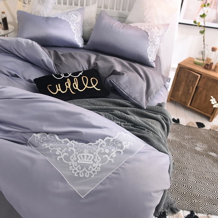 91家纺网 家纺一手货源 找家纺 艾米家居18年新款水洗真丝四件套（床单床笠款）蓝灰