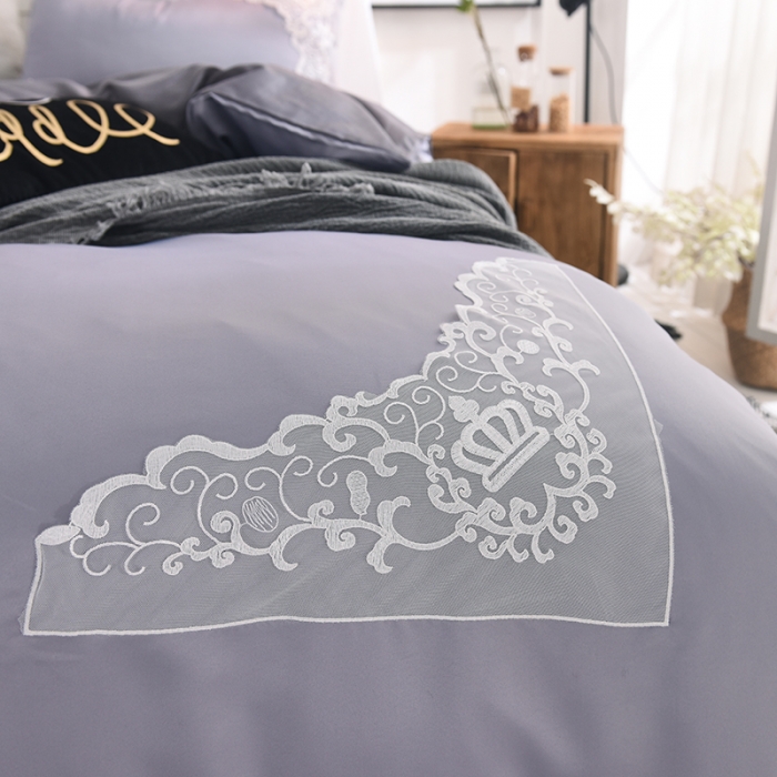 91家纺网 家纺一手货源 找家纺 艾米家居18年新款水洗真丝四件套（床单床笠款）蓝灰