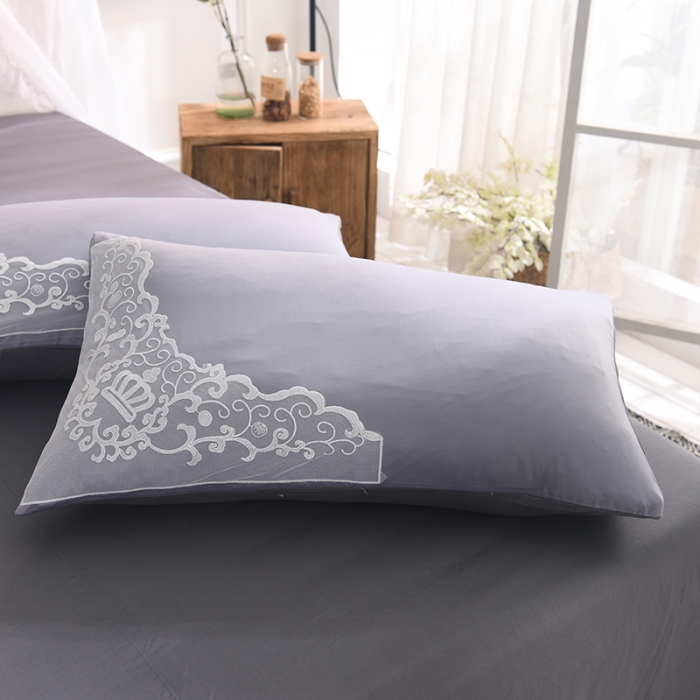 91家纺网 家纺一手货源 找家纺 艾米家居18年新款水洗真丝四件套（床单床笠款）蓝灰