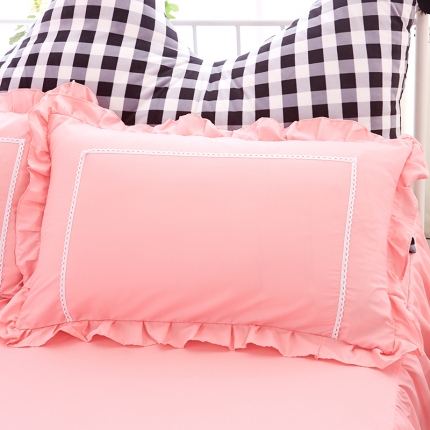 (总)眠然家纺 韩版双层床裙系列单品枕套一对