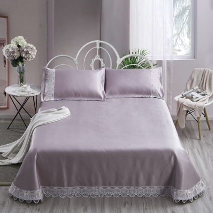 安睡 900D蕾丝花边床单款三件套 素朴-紫色