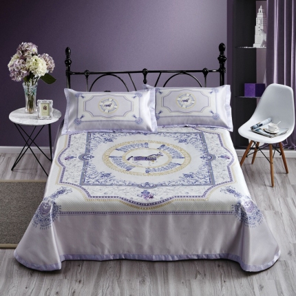  安睡可机洗900D数码印花床单席三件套 圣马罗-紫色