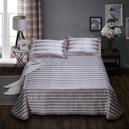 安睡雪尼丝条纹床单系列三件套 初井良品-紫色