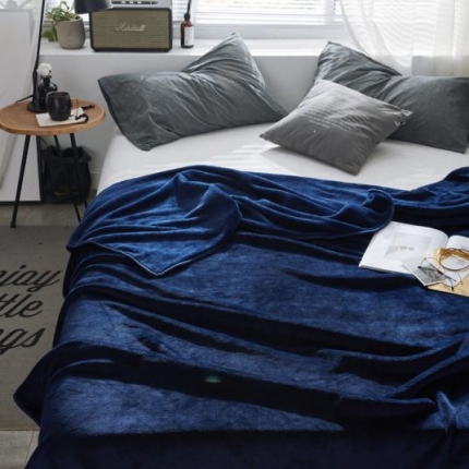 素色加厚纯色1.8KG加厚外贸毛毯单色毯子1.8公斤藏蓝