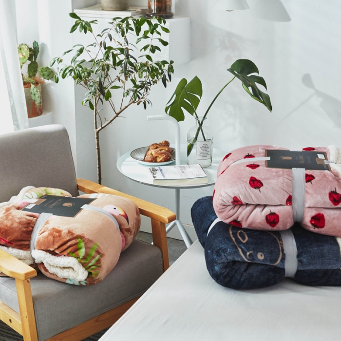 91家纺网 家纺一手货源 找家纺 来菲家纺 2025新款复合印花羊羔绒毛毯 布鲁斯