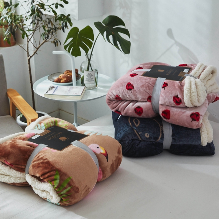 91家纺网 家纺一手货源 找家纺 来菲家纺 2025新款复合印花羊羔绒毛毯 布鲁斯