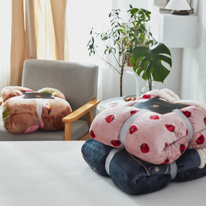 91家纺网 家纺一手货源 找家纺 来菲家纺 2025新款复合印花羊羔绒毛毯 布鲁斯