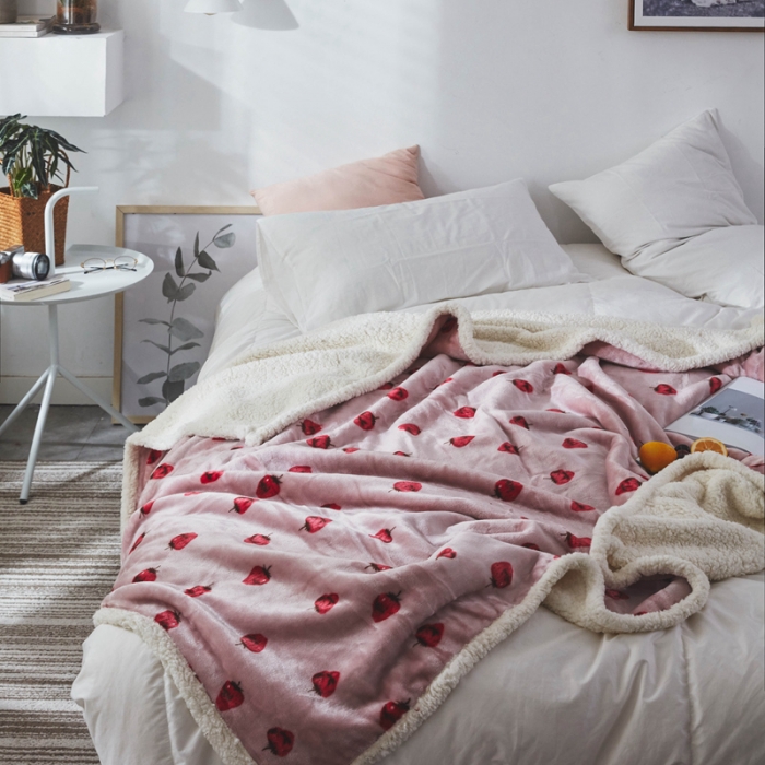 91家纺网 家纺一手货源 找家纺 来菲家纺 2025新款复合印花羊羔绒毛毯 柏瑞