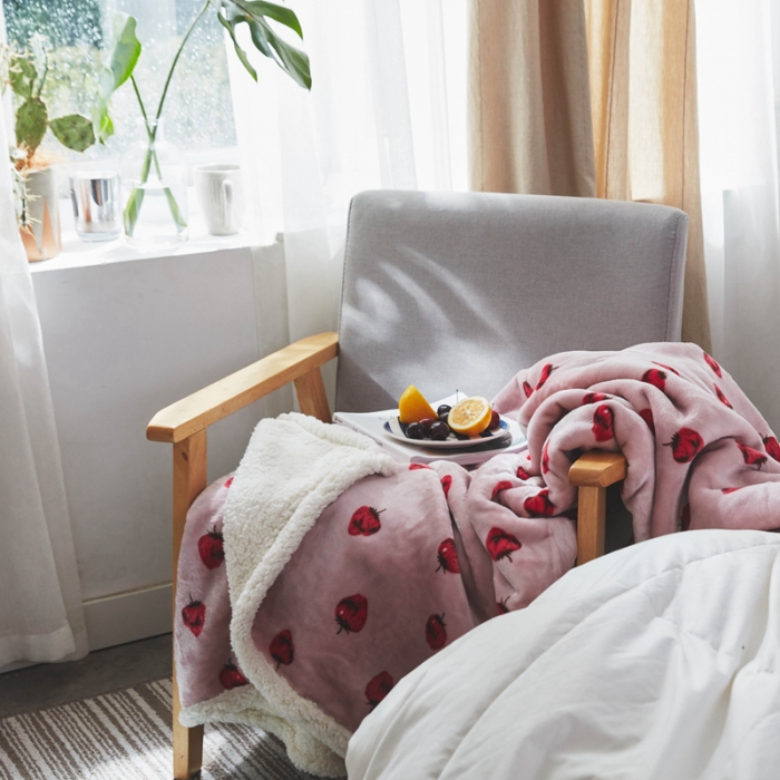 91家纺网 家纺一手货源 找家纺 来菲家纺 2025新款复合印花羊羔绒毛毯 柏瑞