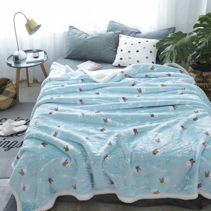 91家纺网 家纺一手货源 找家纺 （总）来菲家纺 2025新款复合印花羊羔绒毛毯