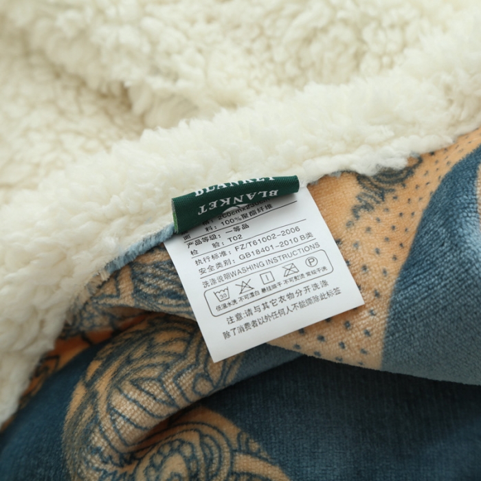 91家纺网 家纺一手货源 找家纺 来菲家纺 2025新款复合印花羊羔绒毛毯 布鲁斯
