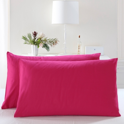 拼社家纺 纯色单品枕套 玫瑰红