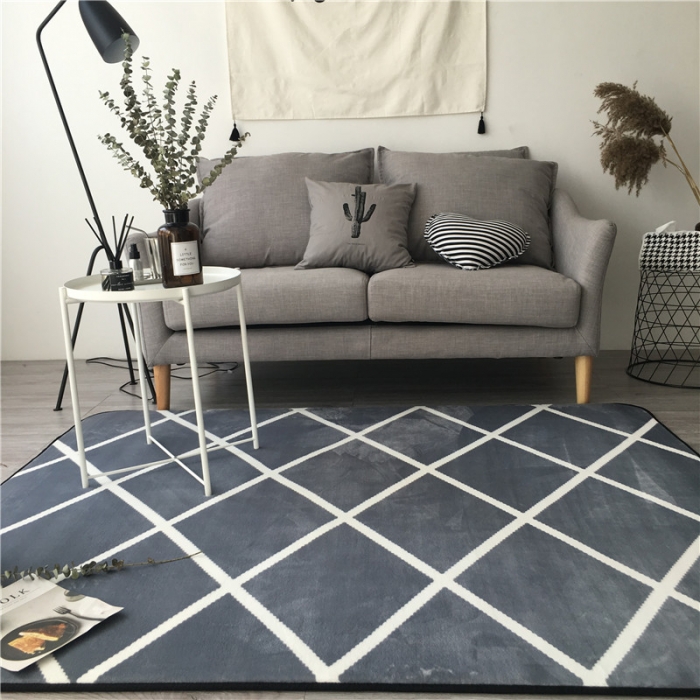 91家纺网 家纺一手货源 找家纺 昔可家纺 新款地垫 线条格子