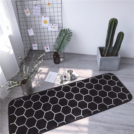 91家纺网 家纺一手货源 找家纺 昔可家纺 2017新款长条地垫蜂窝格子