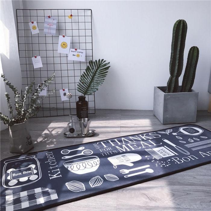 91家纺网 家纺一手货源 找家纺 昔可家纺 2017新款长条地垫创意厨房-灰底