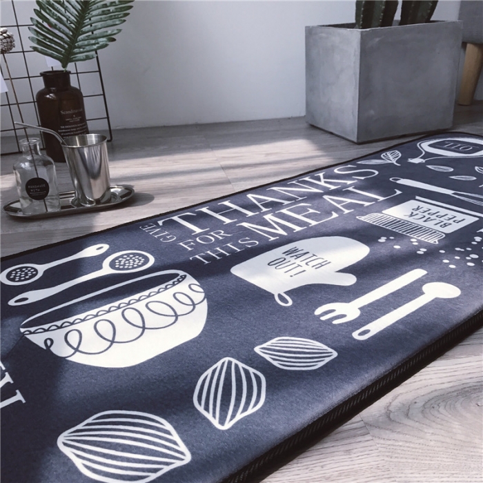 91家纺网 家纺一手货源 找家纺 昔可家纺 2017新款长条地垫创意厨房-灰底