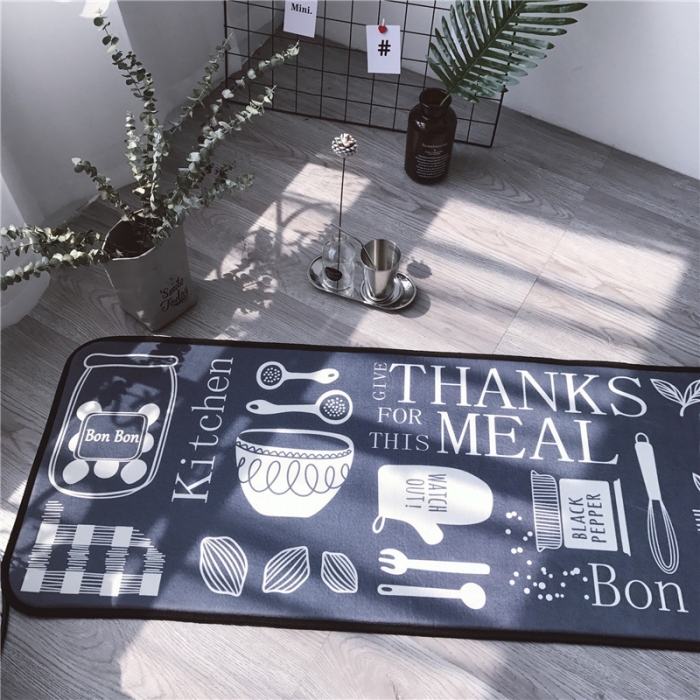 91家纺网 家纺一手货源 找家纺 昔可家纺 2017新款长条地垫创意厨房-灰底