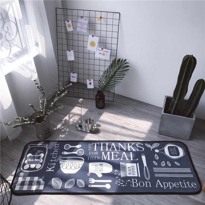 91家纺网 家纺一手货源 找家纺 昔可家纺 2017新款长条地垫创意厨房-灰底