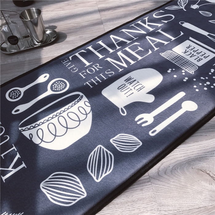 91家纺网 家纺一手货源 找家纺 昔可家纺 2017新款长条地垫创意厨房-灰底