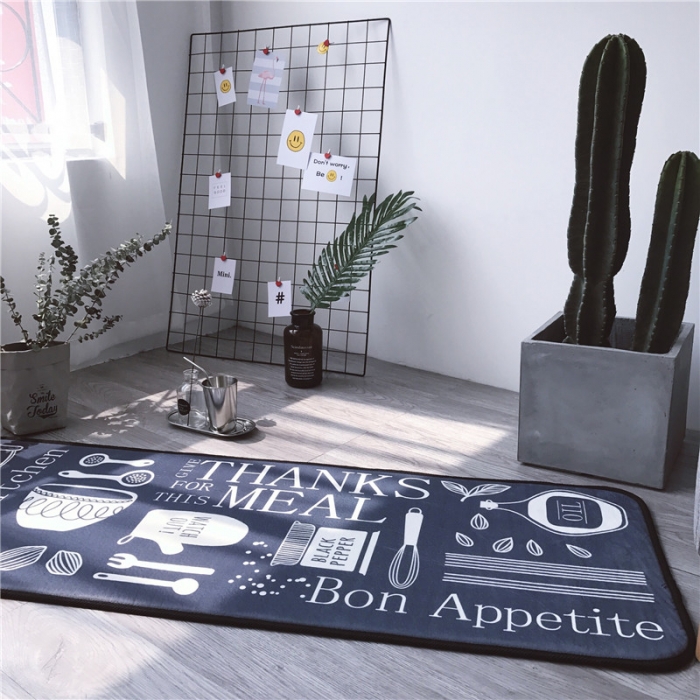 91家纺网 家纺一手货源 找家纺 昔可家纺 2017新款长条地垫创意厨房-灰底