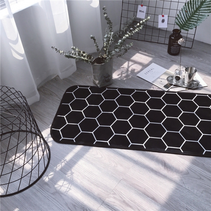 91家纺网 家纺一手货源 找家纺 昔可家纺 2017新款长条地垫蜂窝格子