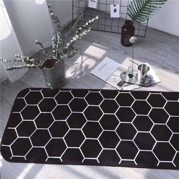 91家纺网 家纺一手货源 找家纺 昔可家纺 2017新款长条地垫蜂窝格子