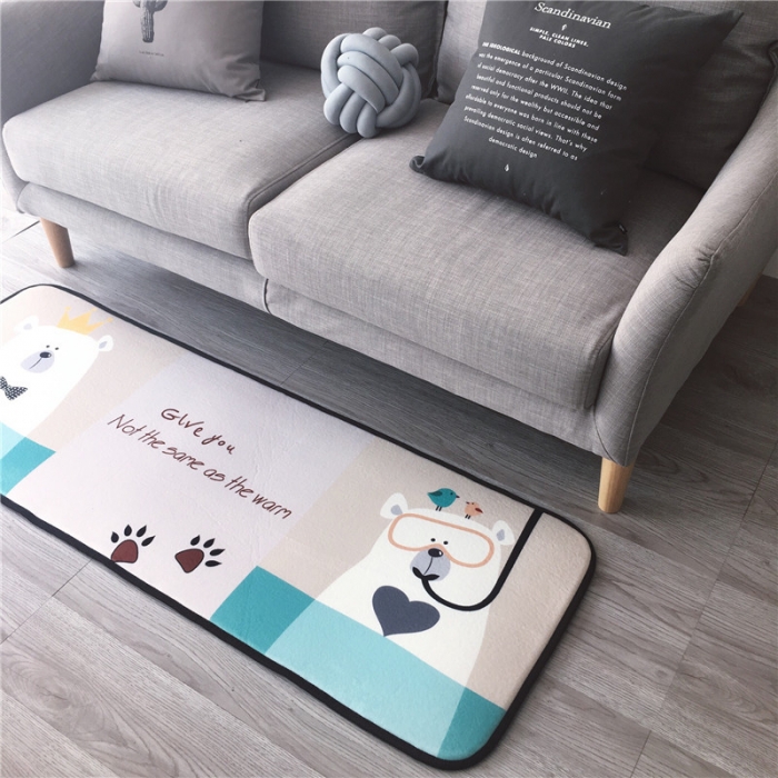 91家纺网 家纺一手货源 找家纺 昔可家纺 2017新款长条地垫潜水熊