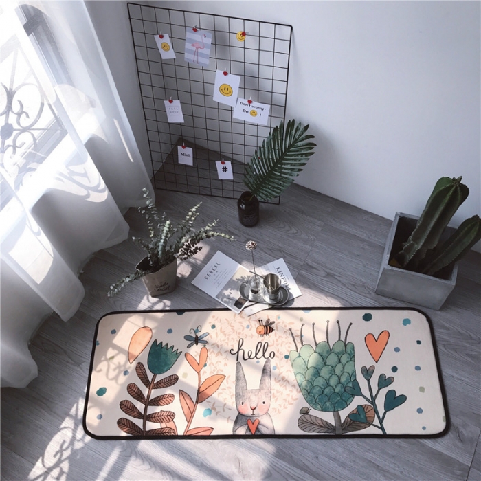 91家纺网 家纺一手货源 找家纺 昔可家纺 2017新款长条地垫森林兔