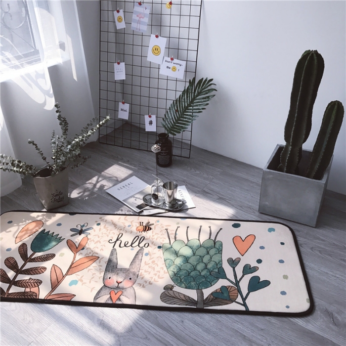 91家纺网 家纺一手货源 找家纺 昔可家纺 2017新款长条地垫森林兔