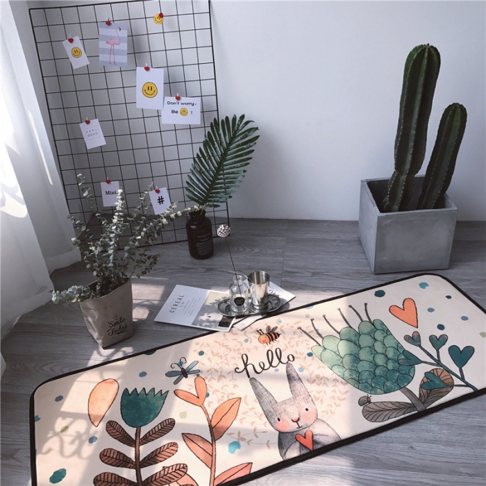 91家纺网 家纺一手货源 找家纺 昔可家纺 2017新款长条地垫森林兔