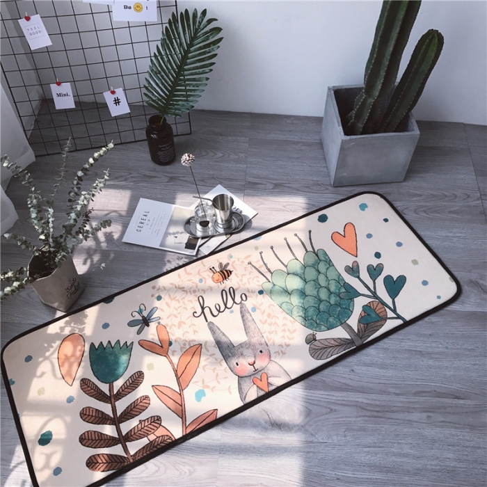 91家纺网 家纺一手货源 找家纺 昔可家纺 2017新款长条地垫森林兔