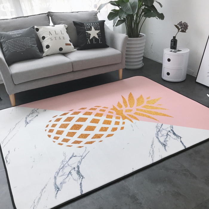 91家纺网 家纺一手货源 找家纺 昔可家纺 新款chic风大地垫菠萝