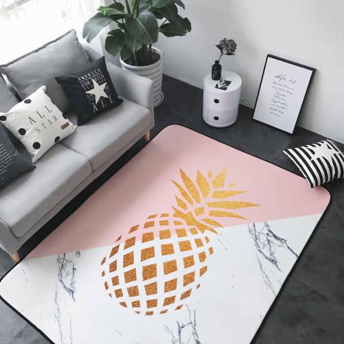 91家纺网 家纺一手货源 找家纺 昔可家纺 新款chic风大地垫菠萝