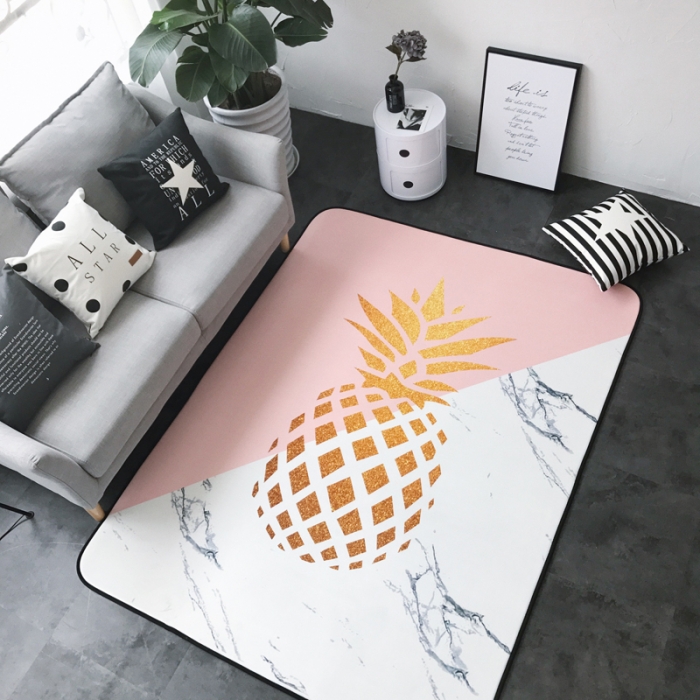 91家纺网 家纺一手货源 找家纺 昔可家纺 新款chic风大地垫菠萝