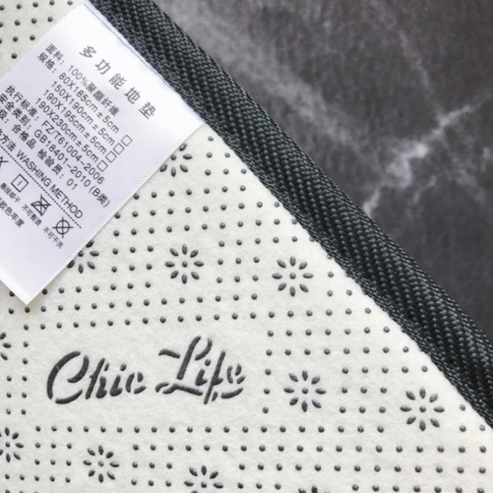 91家纺网 家纺一手货源 找家纺 昔可家纺 新款chic风大地垫大理石字母黑