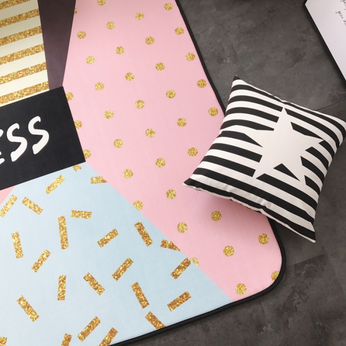 91家纺网 家纺一手货源 找家纺 昔可家纺 新款chic风大地垫烫金lines