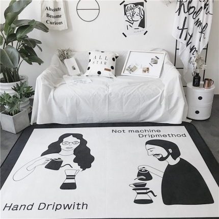 91家纺网 家纺一手货源 找家纺 昔可家纺 简约新款地垫 咖啡情侣