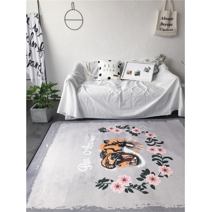 91家纺网 家纺一手货源 找家纺 昔可家纺 简约新款地垫  花与虎