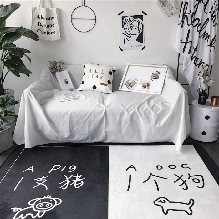 91家纺网 家纺一手货源 找家纺 昔可家纺 简约新款地垫 单身狗