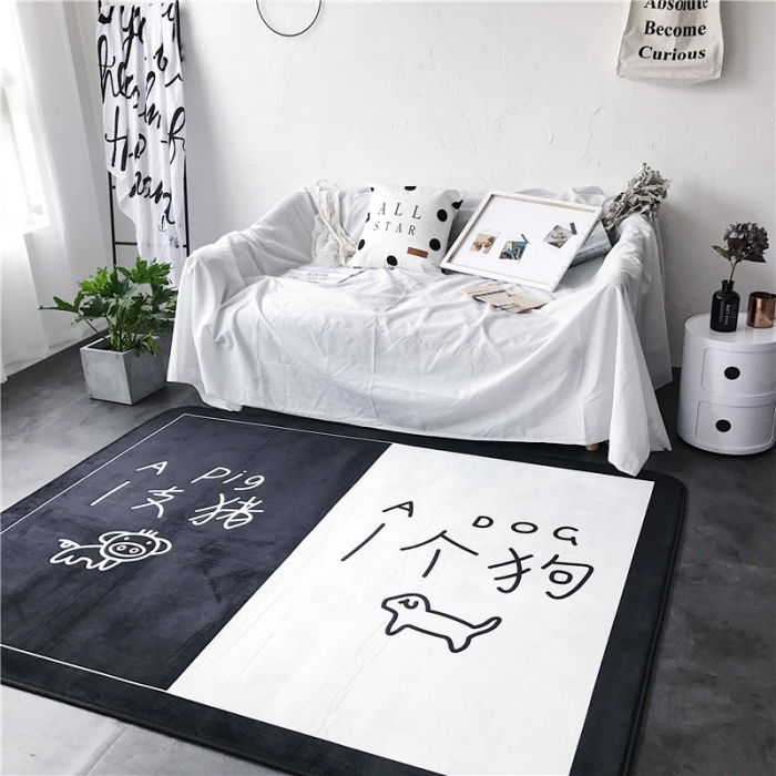 91家纺网 家纺一手货源 找家纺 昔可家纺 简约新款地垫 单身狗