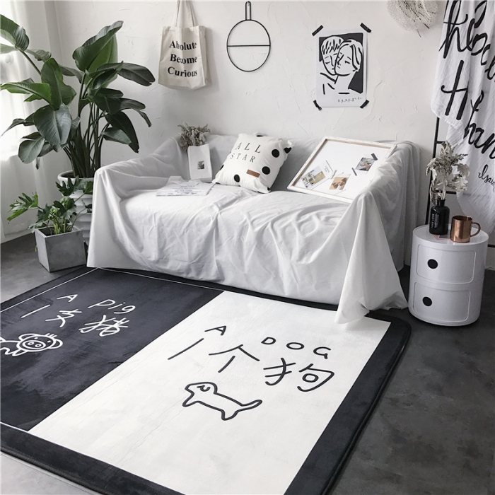 91家纺网 家纺一手货源 找家纺 昔可家纺 简约新款地垫 单身狗