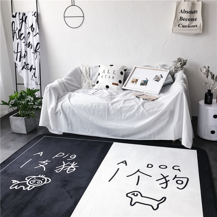 91家纺网 家纺一手货源 找家纺 昔可家纺 简约新款地垫 单身狗