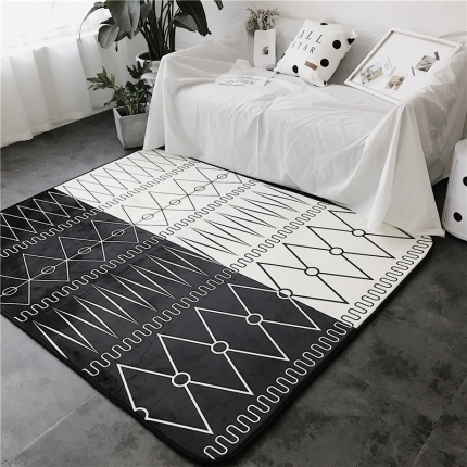 昔可家纺 简约新款地垫 黑白线条