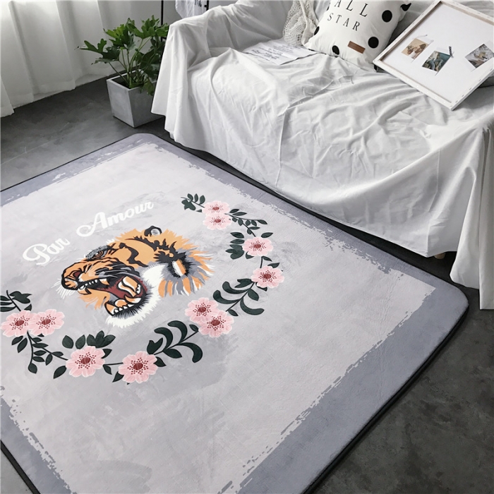 91家纺网 家纺一手货源 找家纺 昔可家纺 简约新款地垫  花与虎